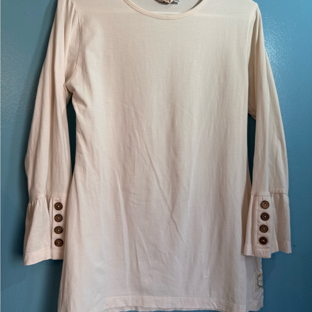 Elegant Cream Long Sleeve Top 
28 Inches Tall  
15 Inches Wide